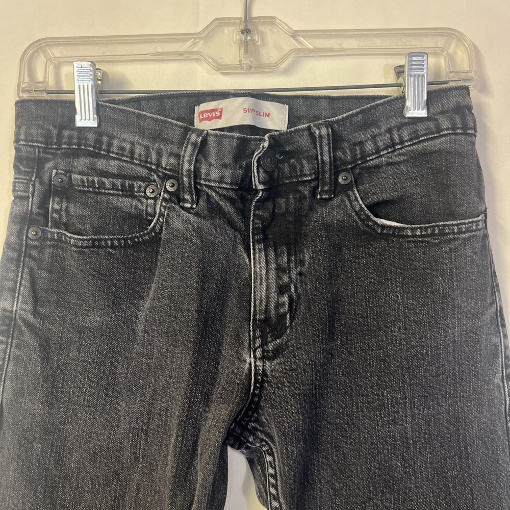 Levi's 511 Jeans Slim Fit Dark Wash Stretch Denim kids 28x28 (Actual) Black - Picture 2 of 8